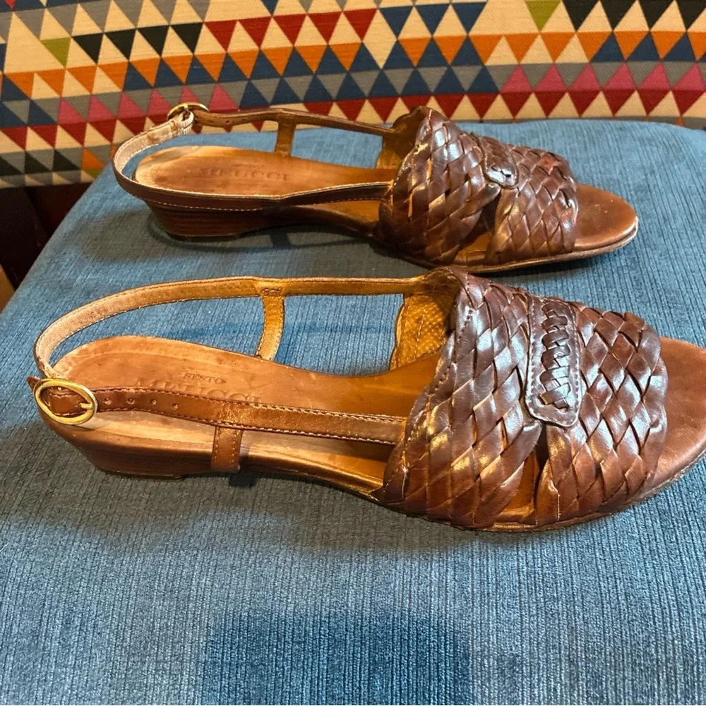 Sesto Meucci vintage brown woven sling back sandals size 8.5 - Picture 2 of 6
